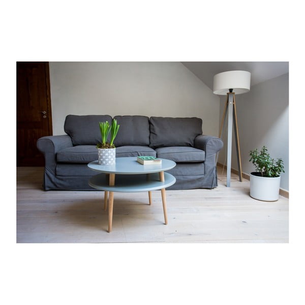 Světle šedý konferenční stolek s přírodními nohami Ragaba UFO, Ø 70 cm-image-4