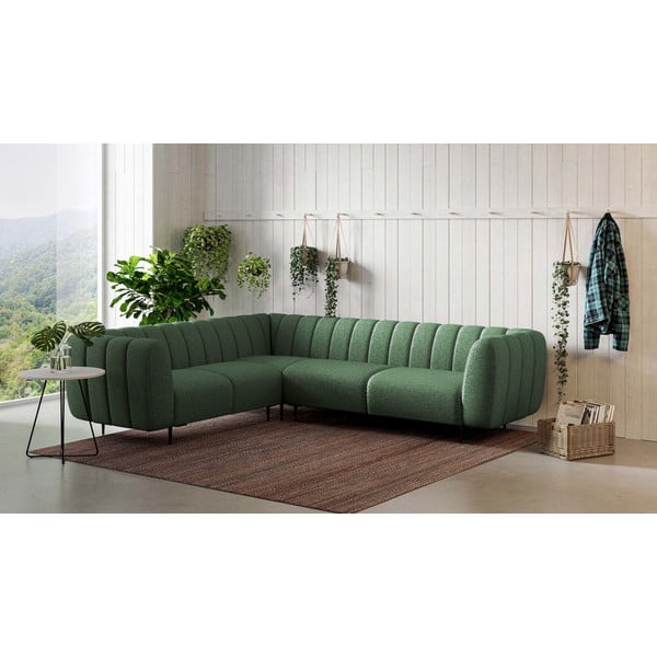 Tmavě zelená rohová pohovka (levý roh/do L) Shel – Ghado-image-1