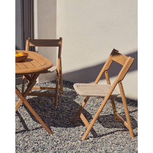 Dřevěná zahradní židle v bílo-přírodní barvě Dandara – Kave Home-image-1