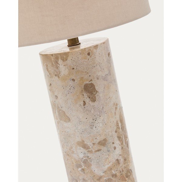Béžová mramorová stolní lampa s textilním stínidlem (výška 54 cm) Raze – Kave Home-image-2