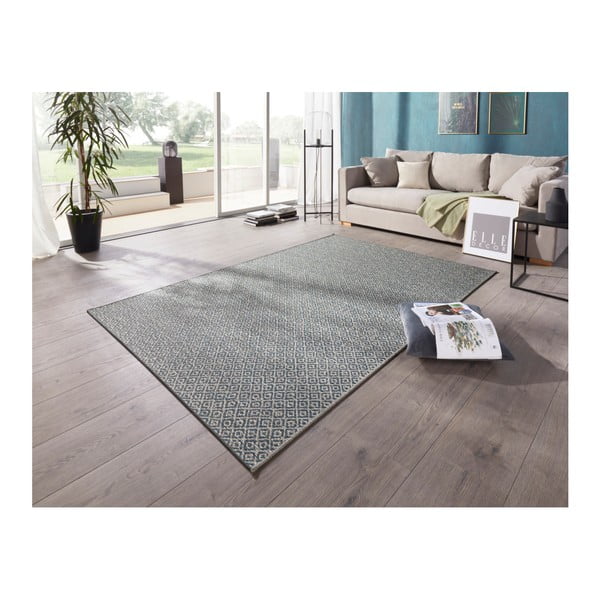 Modrý koberec vhodný i na ven Elle Decoration Bloom Croix, 80 x 150 cm-image-1