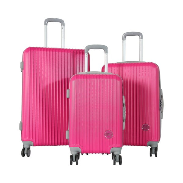 Sada 3 růžových cestovních kufrů na kolečkách Travel World Emilia