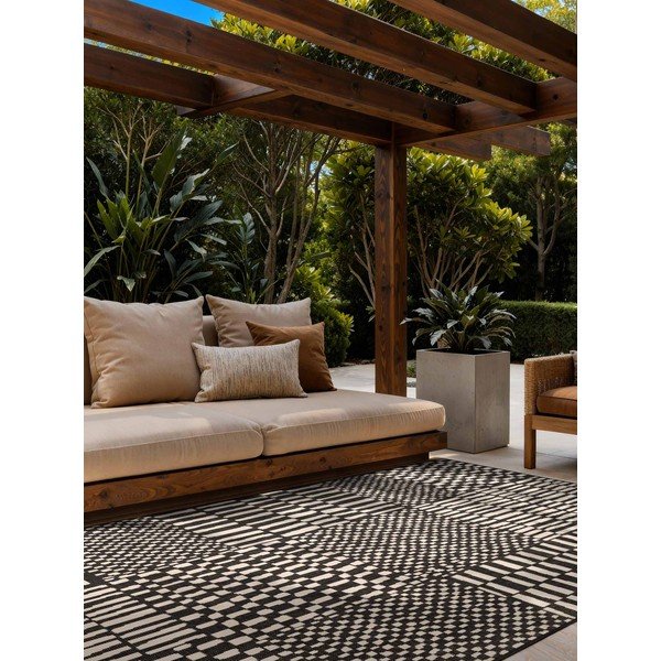 Černý/krémový vnitřní a venkovní koberec 160x230 cm Haringey Barkham – Ted Baker-image-1