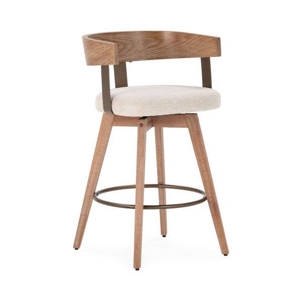 Krémové/v přírodní barvě čalouněné barové židle v sadě 2 ks s područkami Ilia – MOME