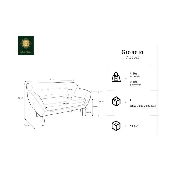 Zelená dvoumístná pohovka Mazzini Sofas Amelie-image-1