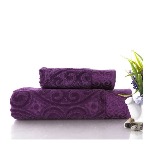 Sada 2 ručníků Hanzade Purple, 50x90 cm a 70x140 cm
