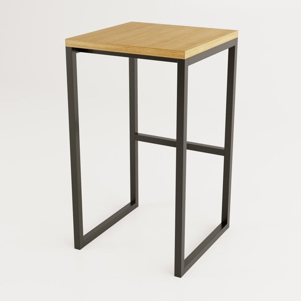 Černá/v přírodní barvě barová stolička v dekoru dubu Frame – Woodman-image-2