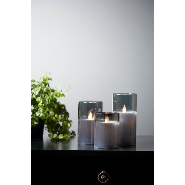 Šedá LED vosková svíčka ve skle Star Trading M-Twinkle, výška 12,5 cm-image-4