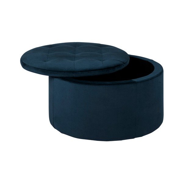 Tmavě modrý sametový puf Actona Retina, ⌀ 60 cm-image-2