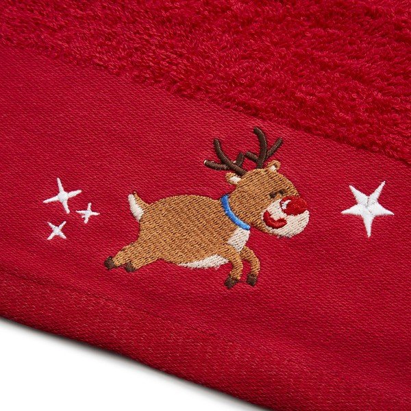 Červeno-bílé bavlněné ručníky v sadě 2 ks 40x60 cm Santa's Reindeers – Catherine Lansfield-image-2