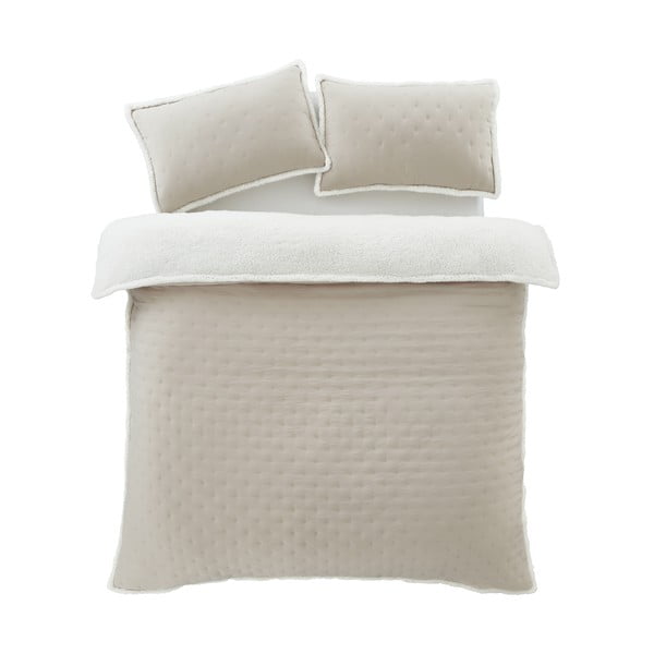 Béžové povlečení na dvoulůžko/prodloužené s beránkem 230x220 cm Cosy Nori – Catherine Lansfield