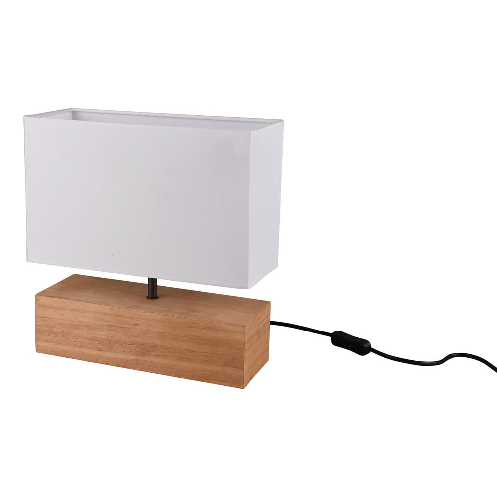Stolní lampa s textilním stínidlem v bílo-přírodní barvě (výška 30 cm) Woody – Trio