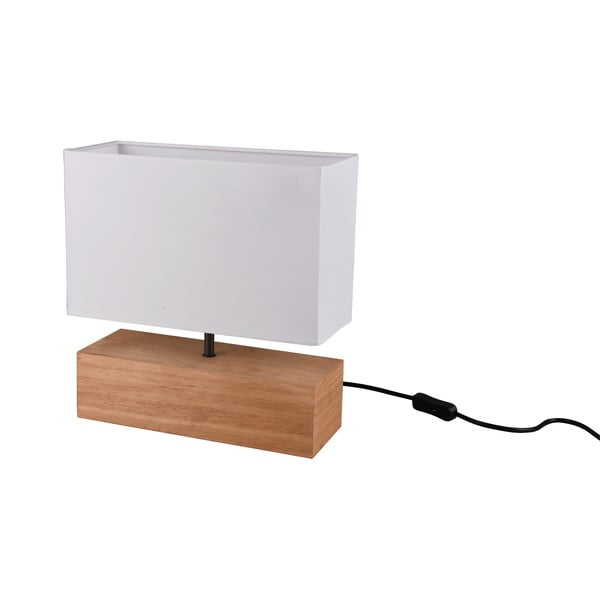 Stolní lampa s textilním stínidlem v bílo-přírodní barvě (výška 30 cm) Woody – Reality