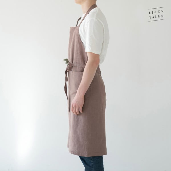 Starofialová lněná zástěra Linen Tales Chef, délka 100 cm-image-3