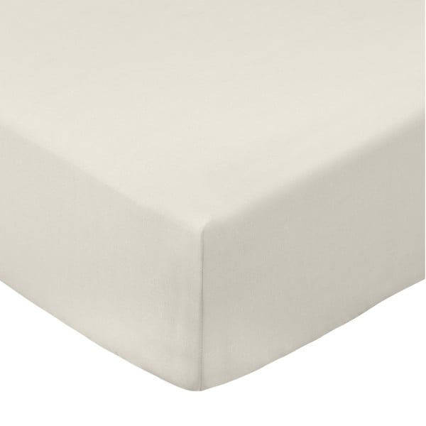 Béžové napínací prostěradlo z bavlněného perkálu 185x200 cm Cotton Percale – Bianca