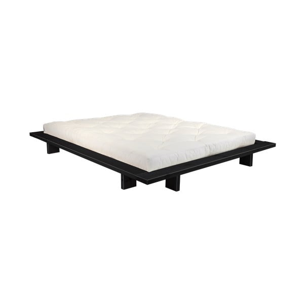 Dvoulůžková postel z borovicového dřeva s matrací Karup Design Japan Comfort Mat Black/Natural, 160 x 200 cm