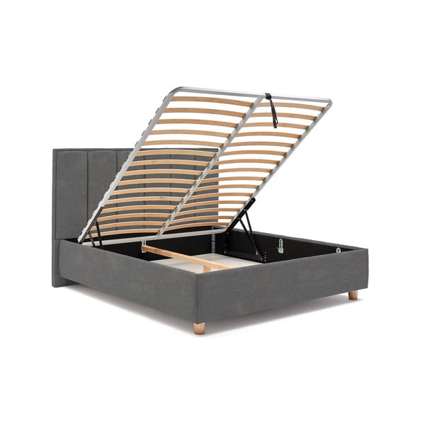 Světle šedá dvoulůžková postel s roštem a úložným prostorem ProSpánek Wega, 180 x 200 cm-image-4