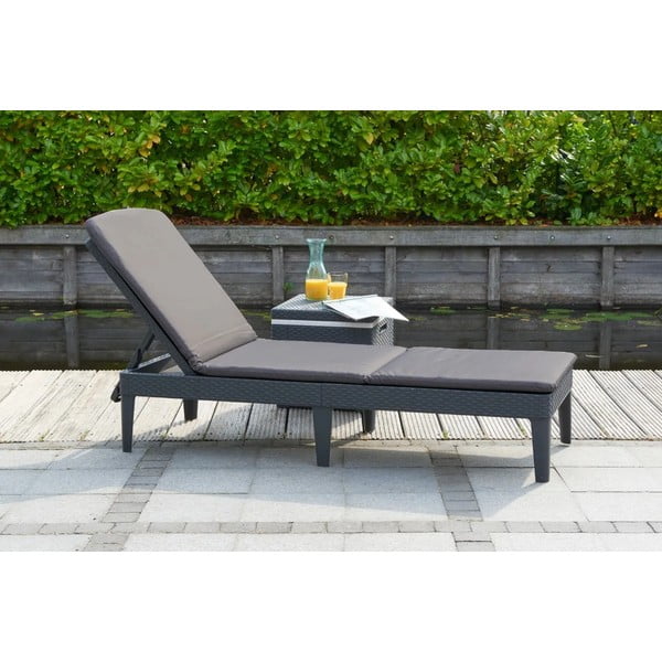 Tmavě šedé plastové zahradní lehátko Jaipur – Keter-image-1