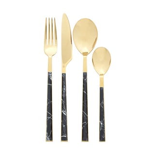 Ocelový příbor v černo-zlaté barvě 16 ks Avie – Premier Housewares