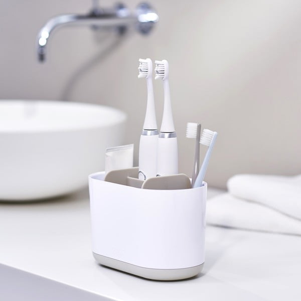 Bílý plastový kelímek na zubní kartáčky Duo – Joseph Joseph-image-4