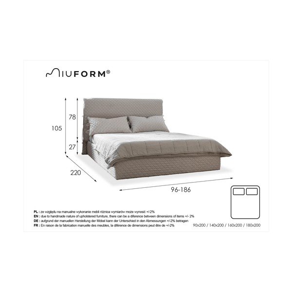 Béžová čalouněná jednolůžková postel s úložným prostorem s roštem 90x200 cm Sleepy Luna – Miuform-image-4