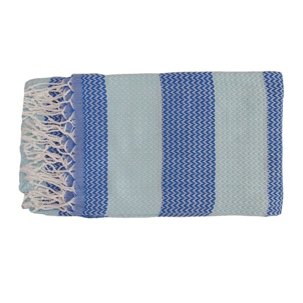Modrá ručně tkaná osuška z prémiové bavlny Homemania Alya Hammam, 100 x 180 cm