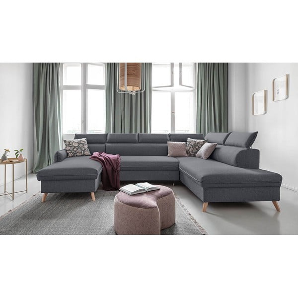 Tmavě šedá rozkládací rohová pohovka (pravý roh) Sweet Harmony – Miuform-image-1