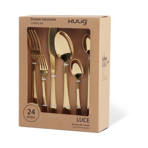 Nerezový příbor 24 ks ve zlaté barvě pro 4 osoby Luce – Kulig-image-4