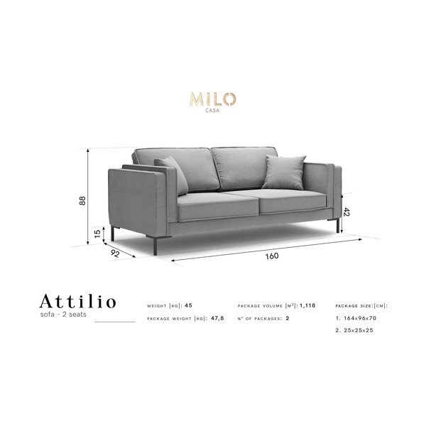 Žlutá pohovka Milo Casa Attilio, 160 cm-image-4