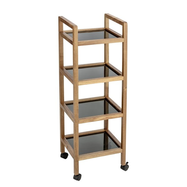 Černý/v přírodní barvě koupelnový regál z masivu akácie 35x101,5 cm Fondi – Wenko