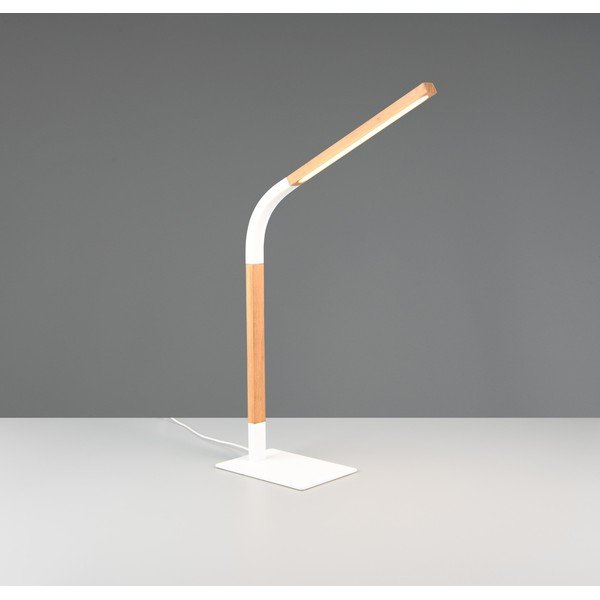 LED stmívatelná stolní lampa v bílé a přírodní barvě s dřevěným stínidlem (výška 73,5 cm) Norris – Trio-image-2