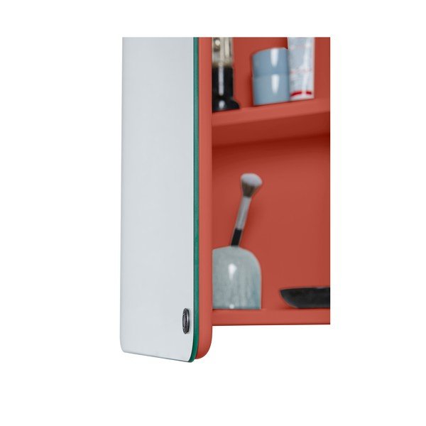 Červená závěsná koupelnová skříňka se zrcadlem 80x58 cm Color Bath – Tom Tailor-image-1