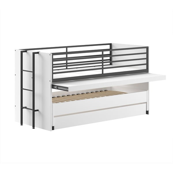 Bílá patrová dětská postel s výsuvným lůžkem s roštem 90x200 cm Sam – Vipack