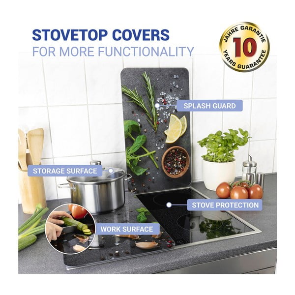Sada 2 šedých skleněných krytů na sporák Wenko Universal Herbs-image-4