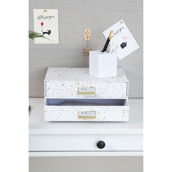 Zásuvkový box se 2 šuplíky ve zlato-bílé barvě Bigso Box of Sweden Birger-image-1