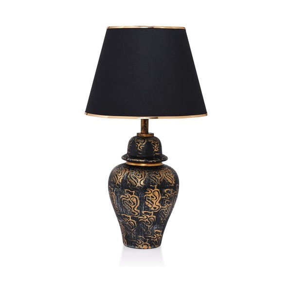 Černá stolní lampa s textilním stínidlem (výška 54 cm) Derin – Opviq lights