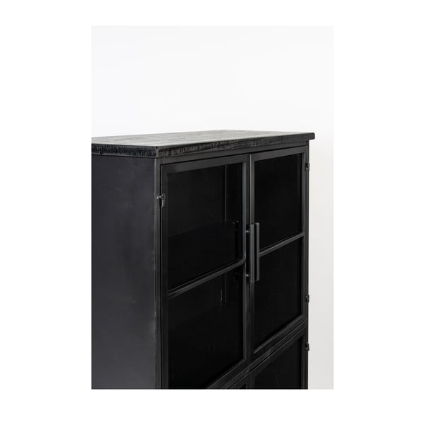 Černá kovová vitrína 35x133 cm Ferre – White Label-image-3