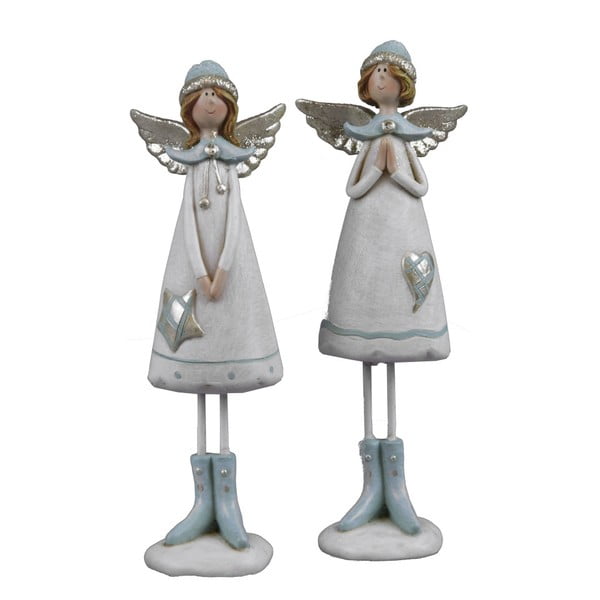 Sada 2 dekorativních andělíčků v čepicích Ego Dekor Winter, výška 18 cm