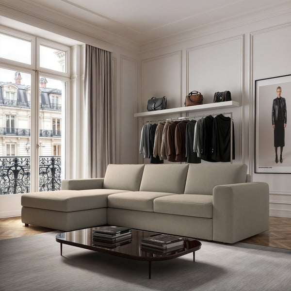 Béžová rohová pohovka (levý roh/s lenoškou) Baga – Rodier-image-1