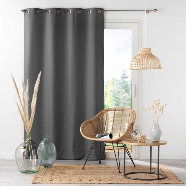 Antracitový závěs z mikrovlákna 140x280 cm Absolu – douceur d'intérieur-image-3