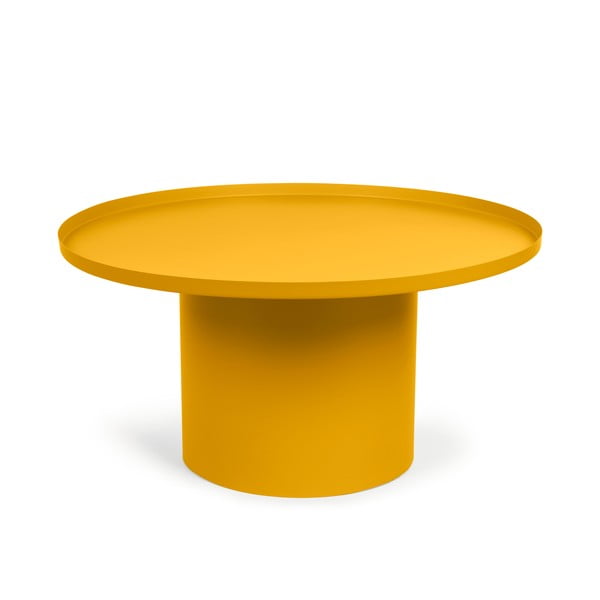 Kovový kulatý konferenční stolek v hořčicové barvě ø 72 cm Fleksa – Kave Home