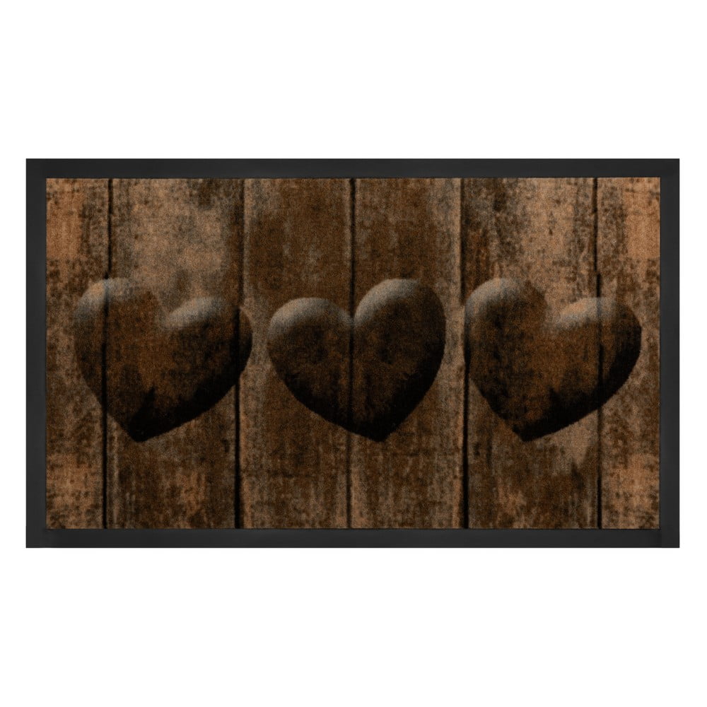 Hnědá rohožka Hanse Home Hearts, 45 x 75 cm