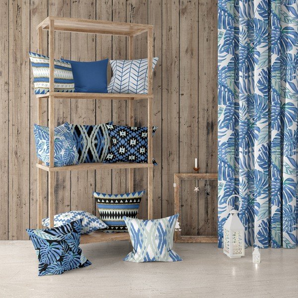 Modro-bílý povlak na polštář Mike & Co. NEW YORK Santorini, 43 x 43 cm-image-1