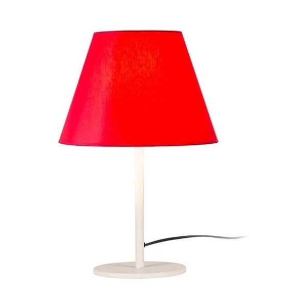 Červená stolní lampa s kruhovou podstavou Jane