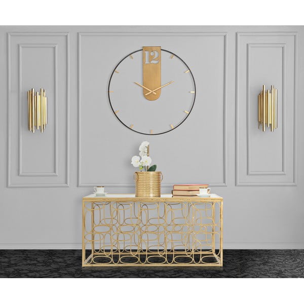 Černé nástěnné hodiny s detaily ve zlaté barvě Mauro Ferretti Goldy, ø 60 cm-image-1