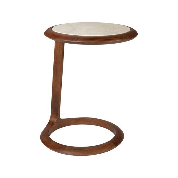 Kulatý odkládací stolek s deskou z kamene 41x45 cm Doppio – Zuiver