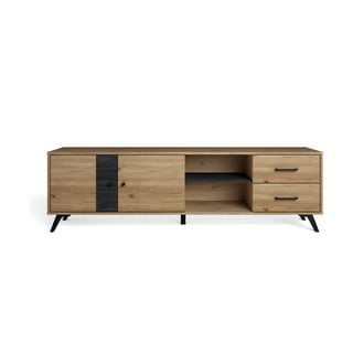 Černý TV stolek v dekoru dubu 181x53 cm Natura - Marckeric