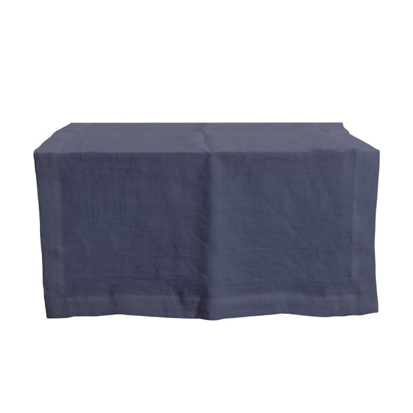 Modrý ubrus z bavlny a lnu Tierra Bella Pure Menorca, 45 x 135 cm