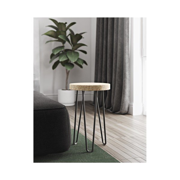 Černý příruční stolek s deskou z korku TemaHome Drum-image-1