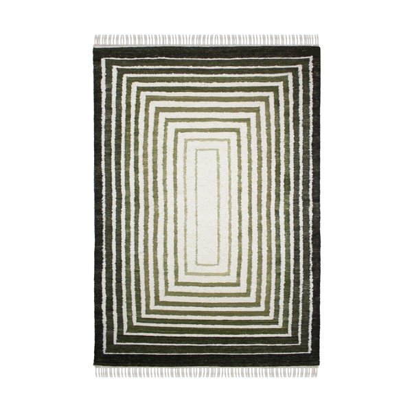 Zelený ručně tkaný koberec s příměsí vlny 160x230 cm Boucle Frame – Flair Rugs